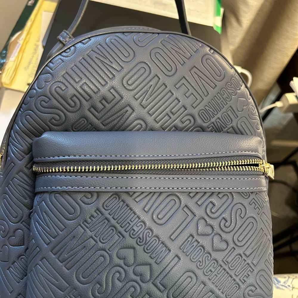 LOVE Moschino Blue Embossed Backpack - Picture 6 of 13